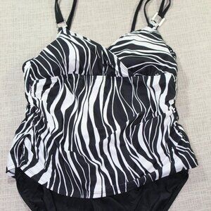 LRL Black and White Zebra Patterned One Piece Maternity Swimsuit